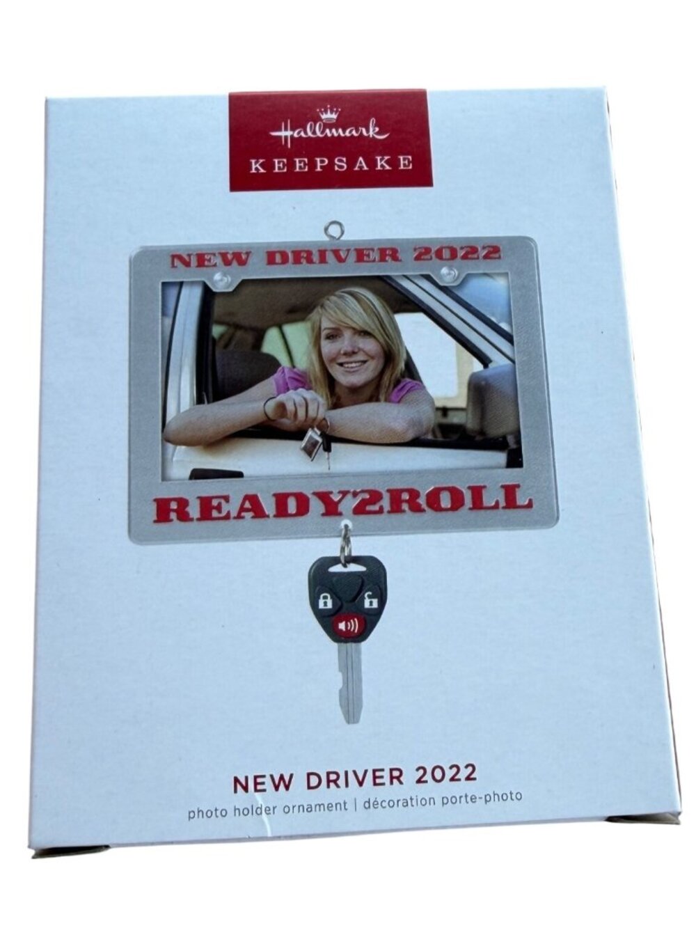Hallmark Keepsake "New Driver 2022" w/Car Key Attachment Photo Holder Ornament